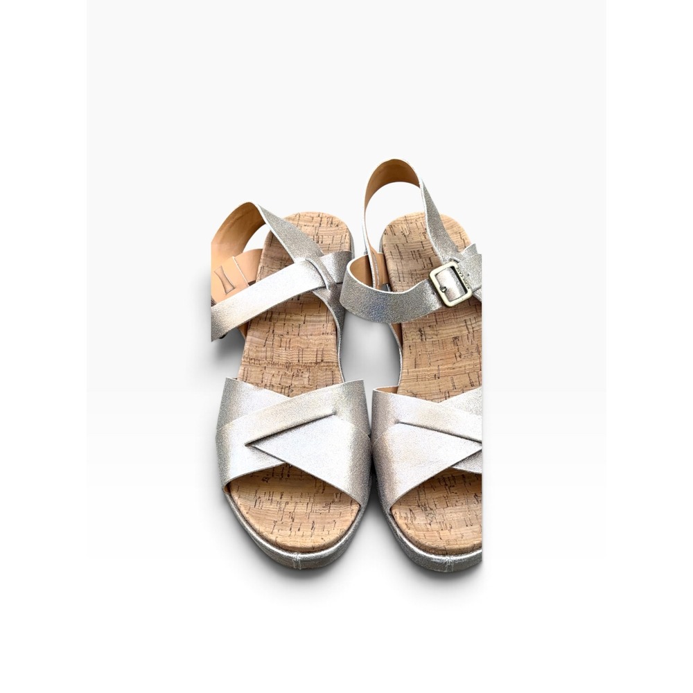 Kork-Ease Ava 2.0 Platform Wedge Sandal Womens 9 Champagne Gold Metallic Leather - Picture 11 of 12